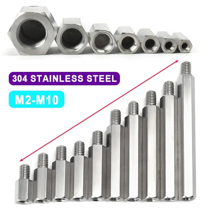 304 Stainless Steel Standoff PCB Support Male Female Hex Board Spacing Screw Column Pillars Spacers Bolt M2 M2.5 M3 M4M5M6M8M10