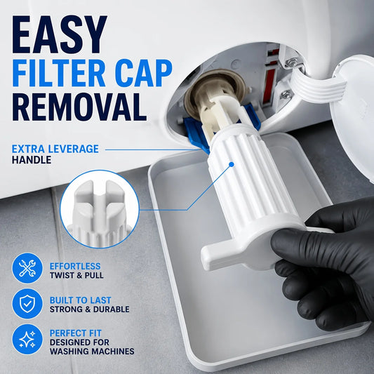 Washing Machine Filter Cap Removal Tool + Drain Water Tray Optional Filter Extractor Wrench Drum Washer Cleaning Supplies