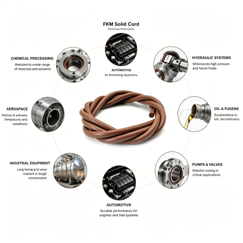 Brown FKM Round Rubber Strip Dia 1.5-8mm Oil Acid Alkali Resistant Seal Rings Rubber Seals Automotive Industrial Sealing
