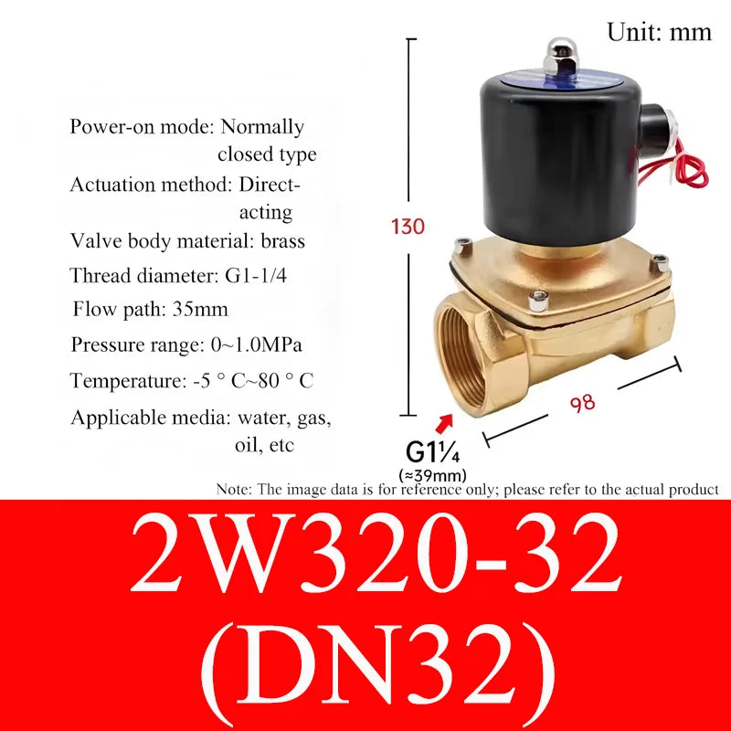 2W Small Solenoid Valves Water Valves Pneumatic Control Valves DN8/10/20/50 Normally Closed 12V 24V 220V 110V For Water Oil Air