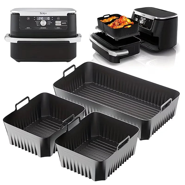Big Reusable Quality Silicone Liners for Ninja Air Fryer AF500, with Handles Design,Reusable,Non-stick, Easy to Clean