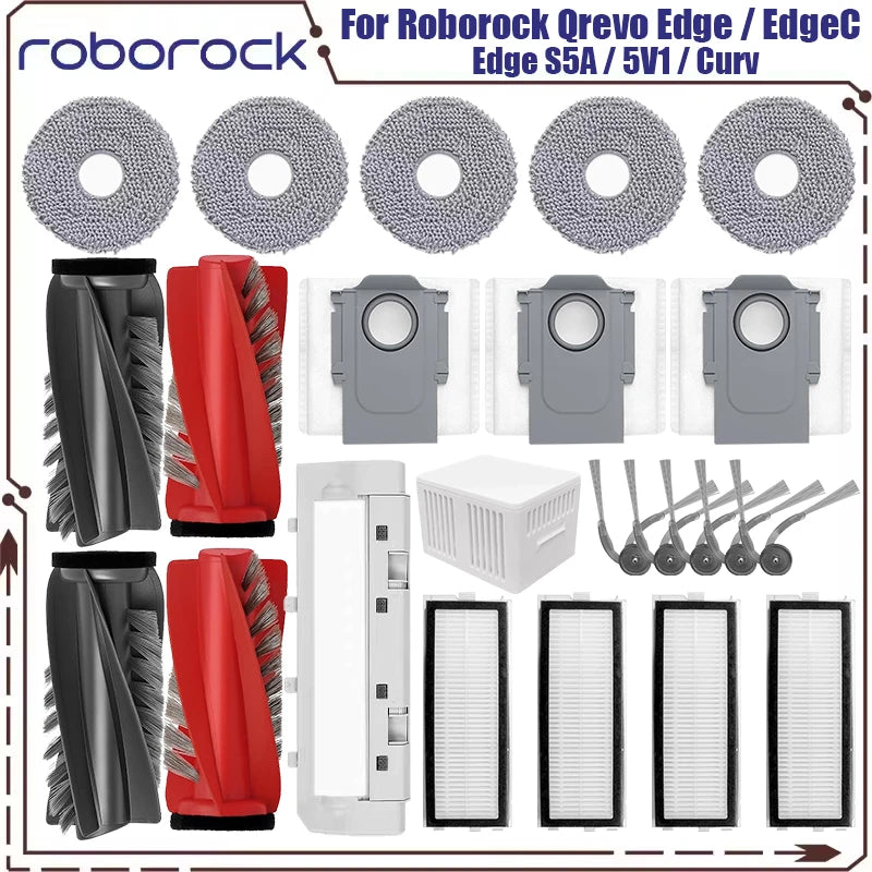 Compatible with Roborock Qrevo Edge / EdgeC / Edge S5A / 5V1 / Curv Vacuum Parts Main Roller Side Brush Hepa Filter Mop Cloth Dust Bag