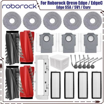 Compatible with Roborock Qrevo Edge / EdgeC / Edge S5A / 5V1 / Curv Vacuum Parts Main Roller Side Brush Hepa Filter Mop Cloth Dust Bag
