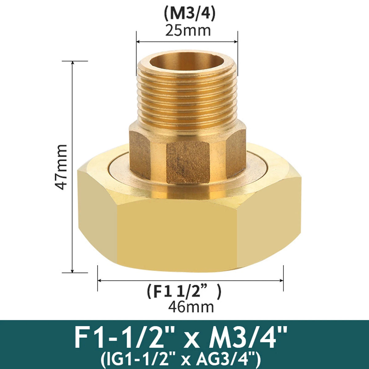 Brass Pipe Fittings Water Meter Pump Union Adapters Male/female Threaded 1/2" 3/4" 1" 1-1/2" Bsp Pipe Fitting With Seal Washer