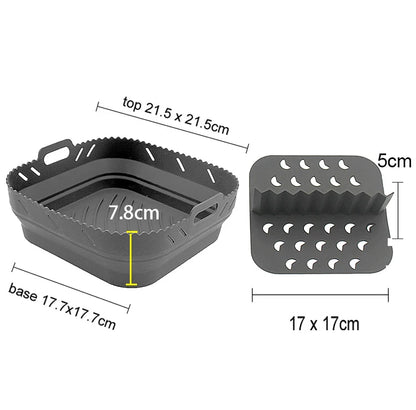 Air Fryer Silicone Shape Basket Round Square Reusable Foldable 20cm/22cm AirFryer Mold Liner Accessories