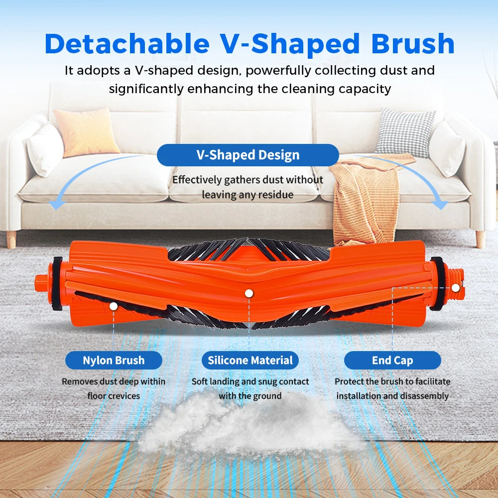 Main Brush Compatible with Xiaomi S40 OV81 H40 OV51 Robot Vacuum Replacement Anti-tangle Roller Brush Accessories Wear-resistant Brush Parts
