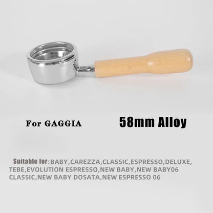 58mm Filter for GAGGIA Coffee Machine Bottomless Coffee Portafilter Home Espresso Solid Wood Handle Barista Tool