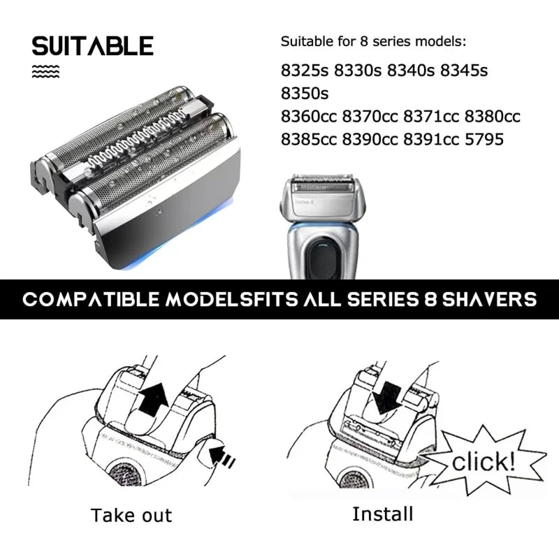83M Replacement Shaver Head Compatible with Braun Series 8