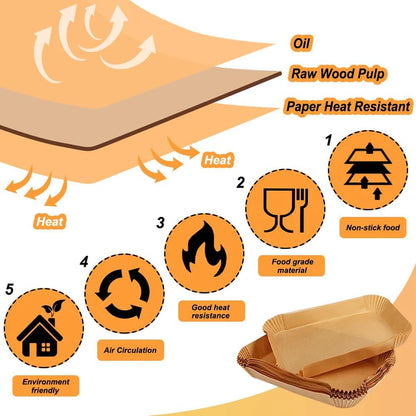 10.4L Air Fryer Liners for Ninja Flexi AF500 Duronic AF34 Drawer Rectangle Disposable Air Fryer Paper Liner Airfryer Accessories