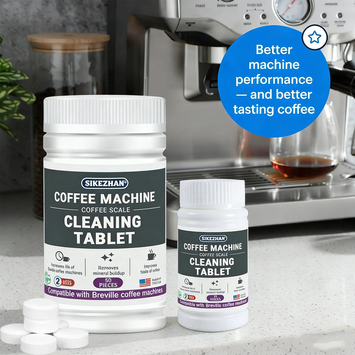 Cleaning Tablets Compatible with Breville Espresso Machines — 10 / 50 Pack
