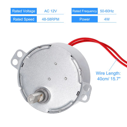 AC 12V 24V 50-60Hz Permanent Magnet Synchronous Motor 0.9RPM-70RPM CW 4W D Shaft AC Electric Motor for Microwave Oven Parts Fan