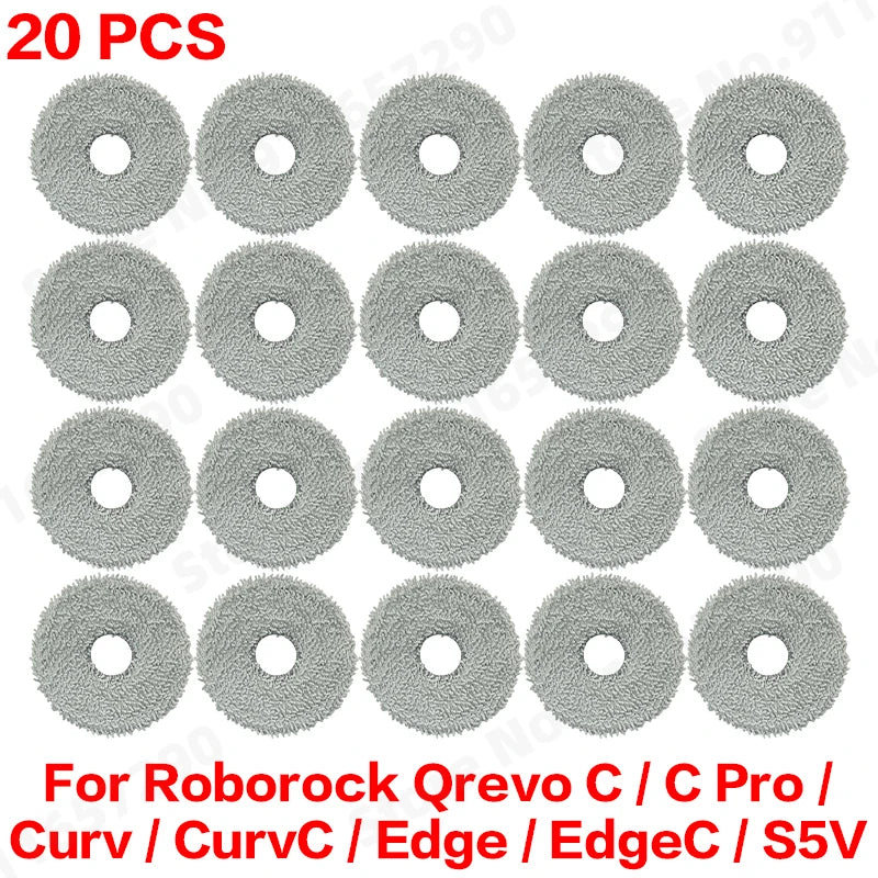 Compatible with Roborock Qrevo C/C Pro/Curv/CurvC/Edge/EdgeC/S5V Compatible Main Side Brush, Mop Cloth, Dust Bag & Filter Set