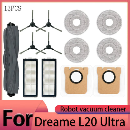Dreame L20 Ultra Robot Vacuum Cleaner Accessories Main Brush Side Brush HEPA Filter Mop Cloths Dust Bag Spare Par
