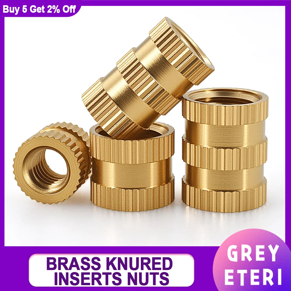Brass Knurled Insert Nut Injection Molding M1 M1.2 M1.4 M1.6 M2 M2.5 M3 M4 M5 M6 M8 M10 Brass Thread Inserts Nuts 5-100pcs