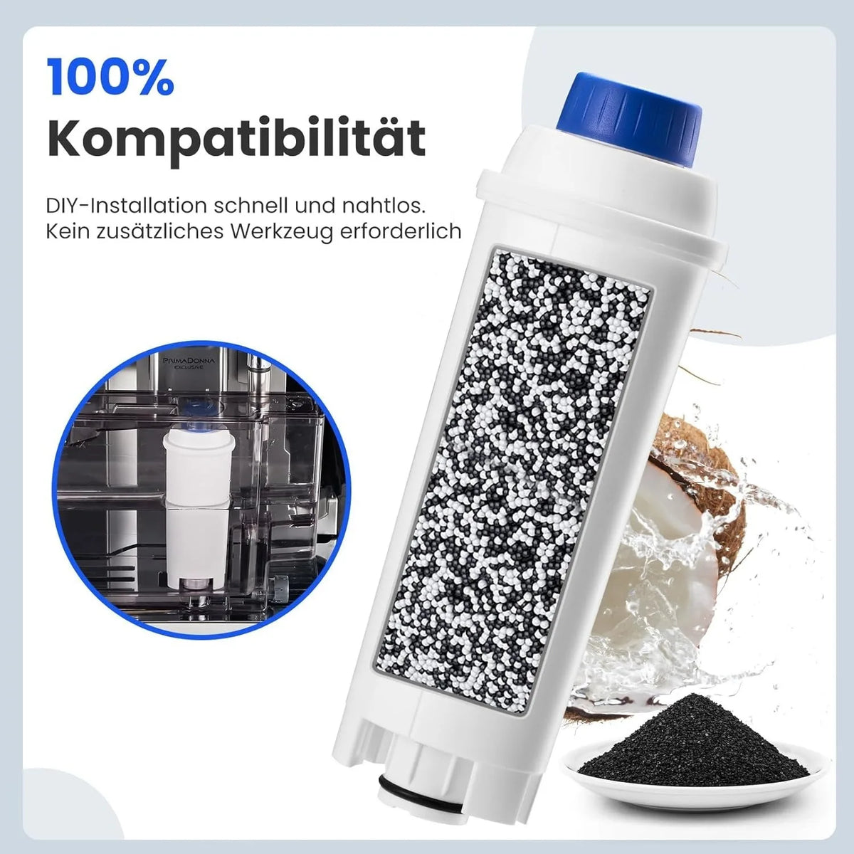 Water Filter Replacement for Delonghi Coffee Machines- Compatible with Delonghi Magnifica S, Dinamica, Eletta Exploer,DLSC002