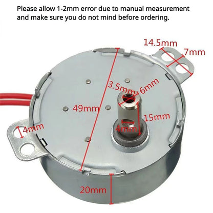 TYC-50 AC 220V-240V 12V 5-6rpm Stable Synchronous Motor 50/60Hz Torque 4KGF.CM 4W CW/CCW Microwave Turntable for Electric Fan