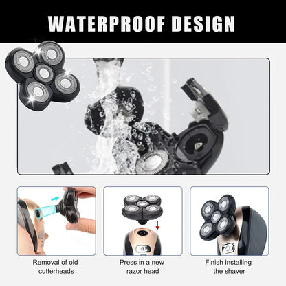 1Pack Replacement Shaver Head Electric Shaver 5D Independently 5 Cutter Floating Head Stainless Steel Shaver Blade