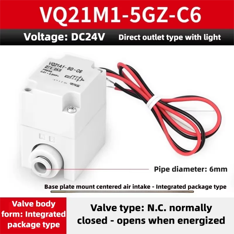 2 Way Plastic Pneumatic Solenoid Valve VQ21A1-5G/5GZ-C6/C8 2 Position 2 Port Air Control Valve