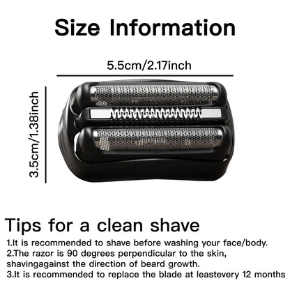 Replacement Head Compatible with Braun Series 3 S3 Wet and Dry Head Foil and Cutter Electric Shaver Head 300s,301s,320s,3080s,3040s,350cc