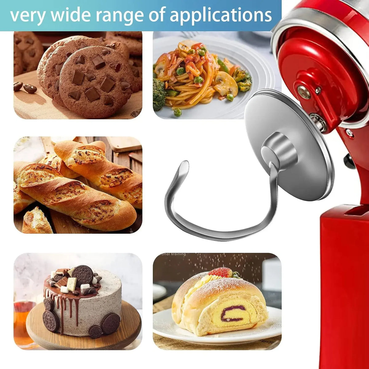 Stainless Steel Dough Hook Compatible with Kitchenaid 4.5-5QT Tilt-Head Stand Mixers Attachments Accessories Replacement, Polished