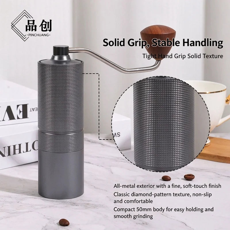 Pin ChuangAdjustable hand-cranked coffee grinder, CNC5-star steel core portable manual coffee grinder