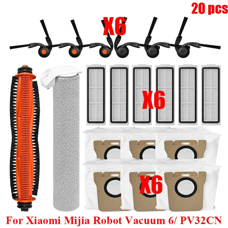 Compatible with Xiaomi Mijia Robot Vacuum 6/ PV32CN Vacuum Cleaner Accessories Main Roller Side Brush Filter Roller Mop Replacement Spare