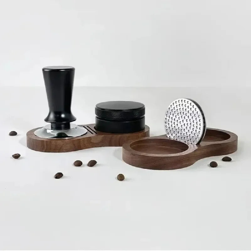 Walnut Wood Coffee Tamper Station Professional Non-Slip Bottom Coffee Tamper Storage Base Multi-functional Stable