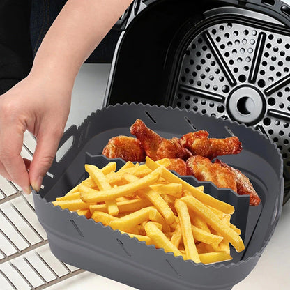 Square Air Fryer Silicone Basket Pot Reusable Foldable AirFryer Mold Liners Bpa Free Oven Baking Tray Mat Kitchen Accessories