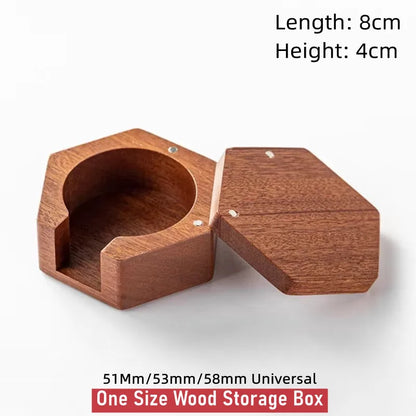 51/53/58mm Coffee Filter Paper Box Solid Wood Round Mocha Pot Filter Paper Box with Cover Lid Coffee Paper Filter Storage Box