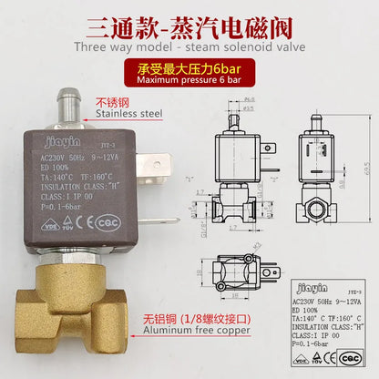 Commercial Coffee Machine Solenoid Valve Steam And Brewing Control Brass Replacement Part