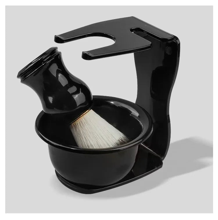 Shaving Brush, Bowl & Stand — 3-Piece Set