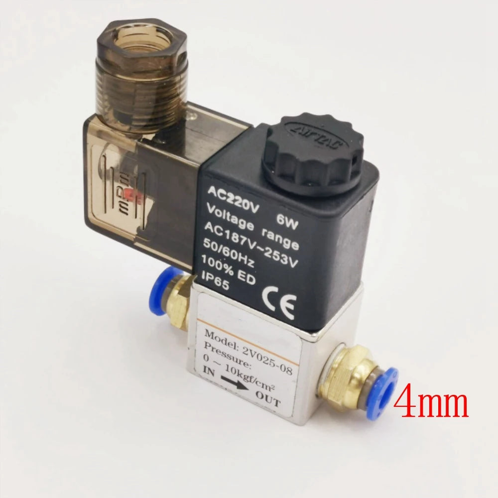 12V 24V 220V Pneumatic Electric Solenoid Valve 2 Position 2 Port Normally Closed Air Magnetic Valve 6mm 8mm Hose Barb Connection