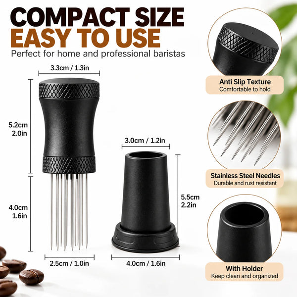 Espresso WDT Distribution Tool Fine Stainless Steel Needle Stirrer for Deep Coffee Grounds Clump Breaking Portafilter Prep