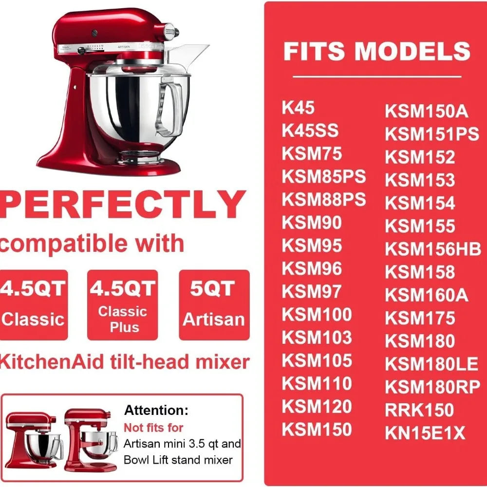 4.5-5QT Mixer Bowl Stainless Steel for Kitchenaid Stand Mixers,Mixing Bowl for 5QT Lift Mixer with Handle