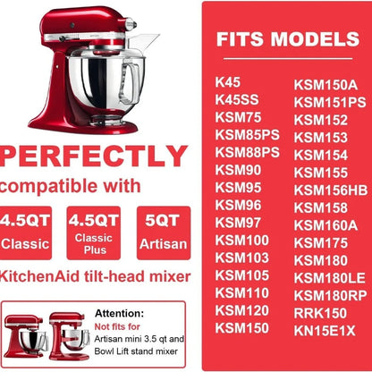 4.5-5QT Mixer Bowl Stainless Steel for Kitchenaid Stand Mixers,Mixing Bowl for 5QT Lift Mixer with Handle