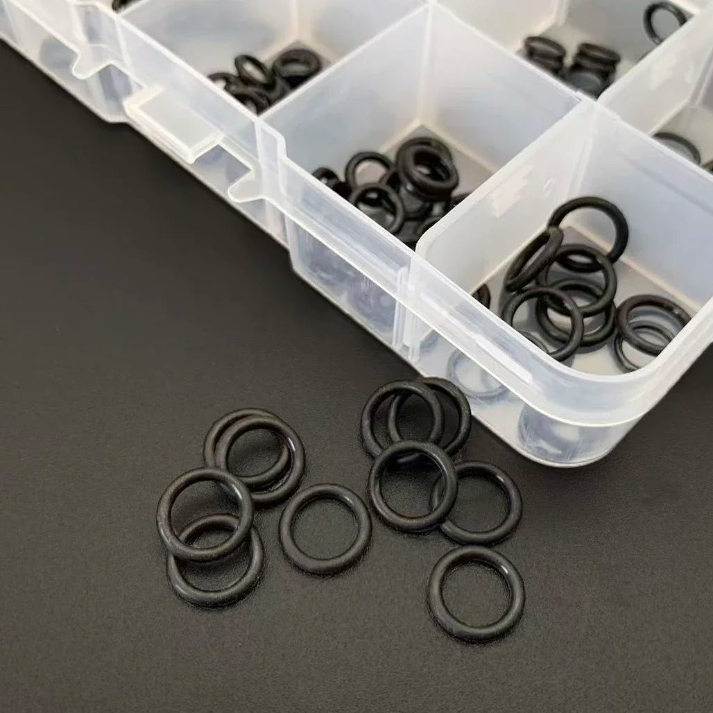 EPDM Black O-Ring Kit Weatherproof Sealing Gaskets for Auto/Plumbing/Equipment Sizes CS 1-1.5mm OD 3~8mm Rubber O Rings 250PCS