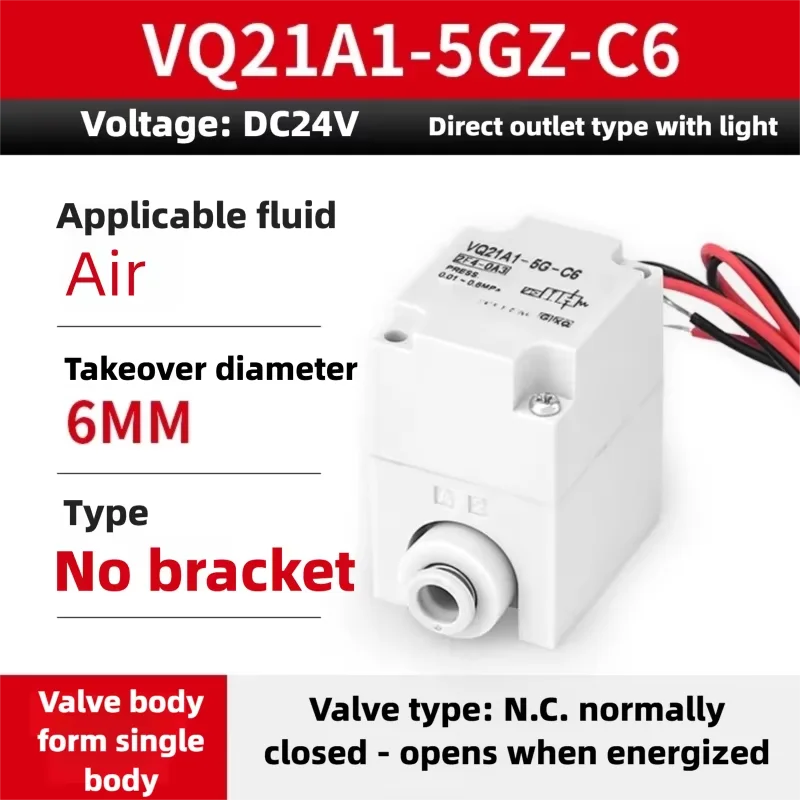 2 Way Plastic Pneumatic Solenoid Valve VQ21A1-5G/5GZ-C6/C8 2 Position 2 Port Air Control Valve