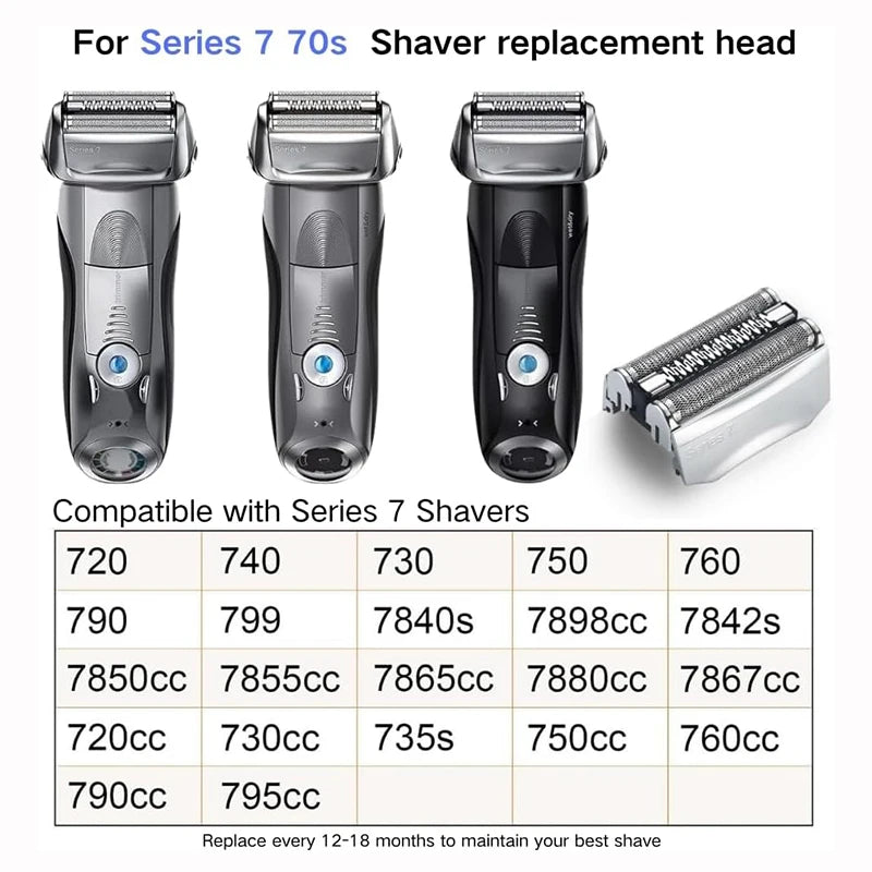 70S Replacement Shaver Head Compatible with Braun Series 7 — Pack Options