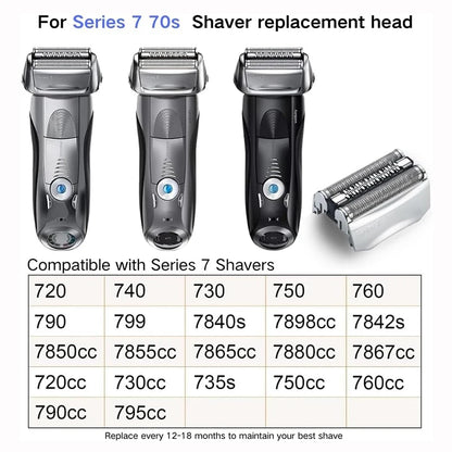 70S Replacement Shaver Head Compatible with Braun Series 7 — Pack Options