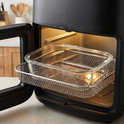 2Pcs Borosilicate Glass Baking Dish Heat Resistant Pan Compatible with Air Fryer Oven Bakeware Glass Container Kitchen Baking Glassware