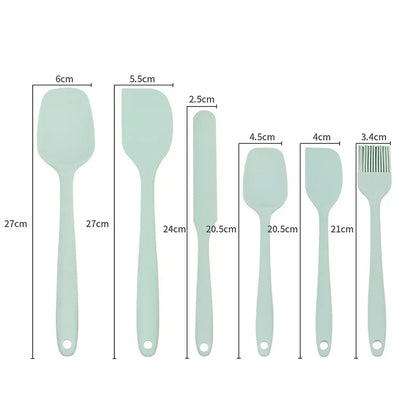 6 Pieces Silicone Spatula Set Non-Stick Heat Resistant Spatula Oil brush Cream Mixing Spoon for Cooking Baking Mix Baking Tools