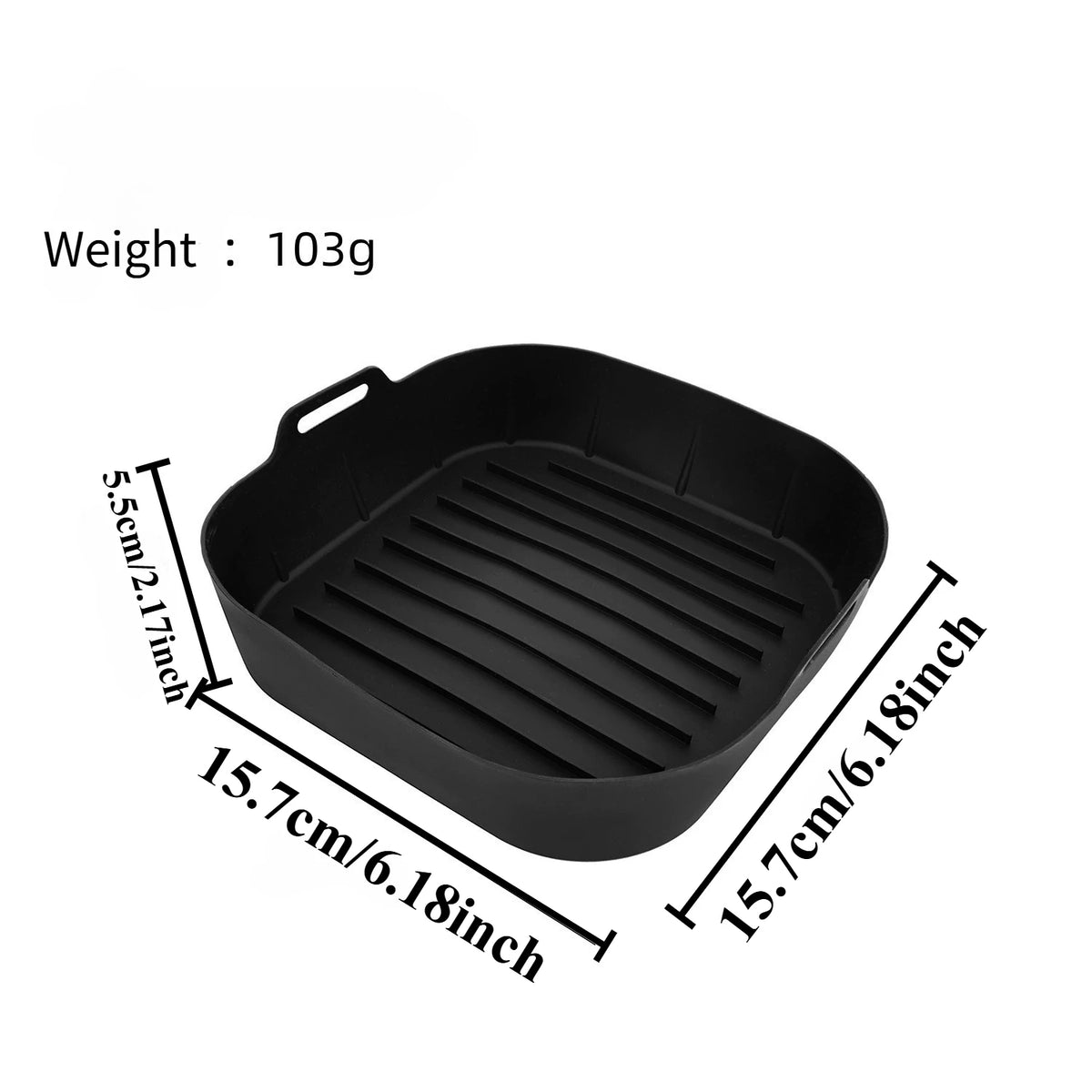 Square Air Fryer Silicone Pot Liner Food‑Grade Reusable Non‑Stick Silicone Basket with Handles for Air Fryer Baking Accessories