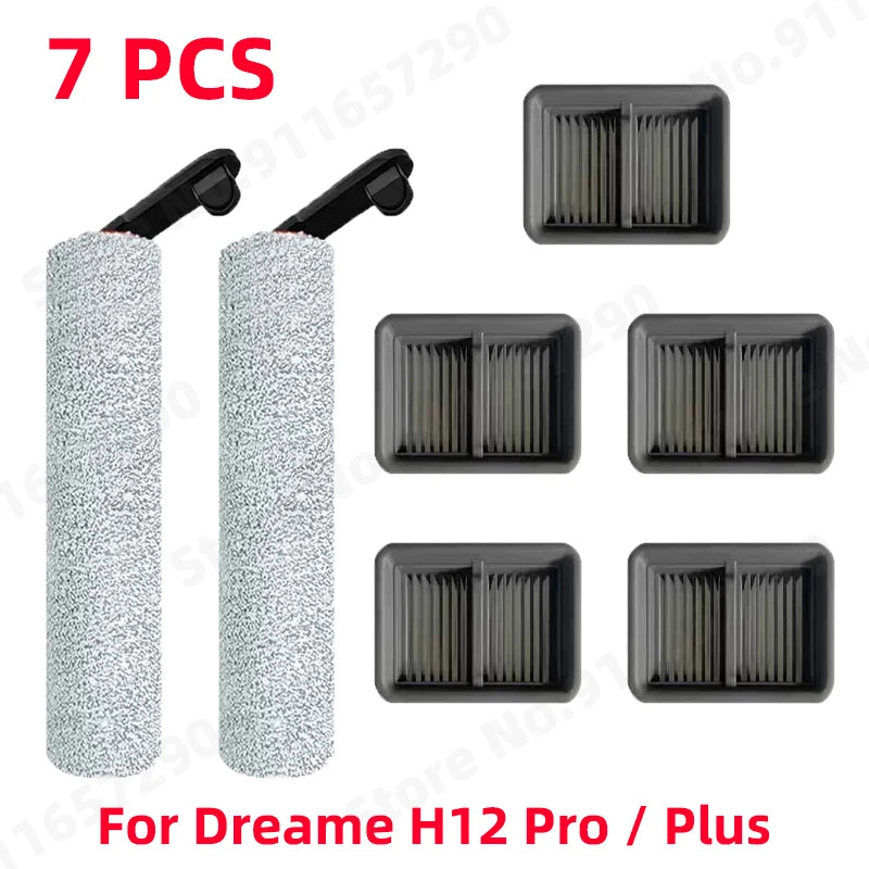 For Dreame H12 Pro / Plus Spare Parts Wet Dry Vacuum Cleaner Soft Roller Brush Hepa Filter Replacement Accessories