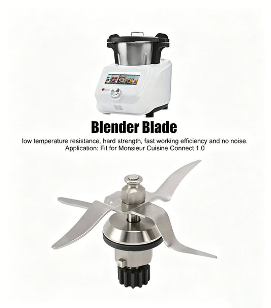 Blender Blade Replacement for Monsieur Cuisine Connect 1.0, 12 Teeth 4 Leaves Stainless Steel Cutter Head Mixer Accessory