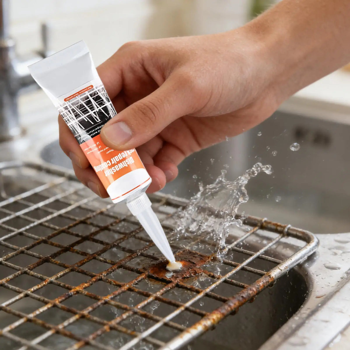Dishwasher Rack Coating Repair Kit 50ml Long-Lasting Coating Gel with 2 Brushes Dishwasher Rack Repair Adhesive for Home Kitchen