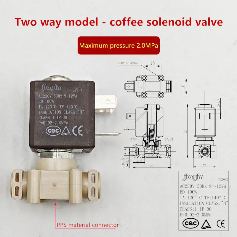 230V Two/Three-way Solenoid Control Valves & High-temperature Resistant Steam Valves for Espresso Machine Accessories