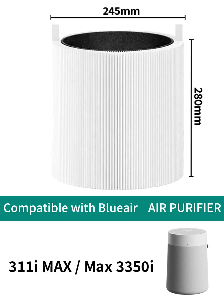 For Blue Pure 311 HEPA Replacement Filter Compatible with BLUEAIR Blue Pure 311i MAX / Max 3350i Air Purifier H13 HEPA + Carbon