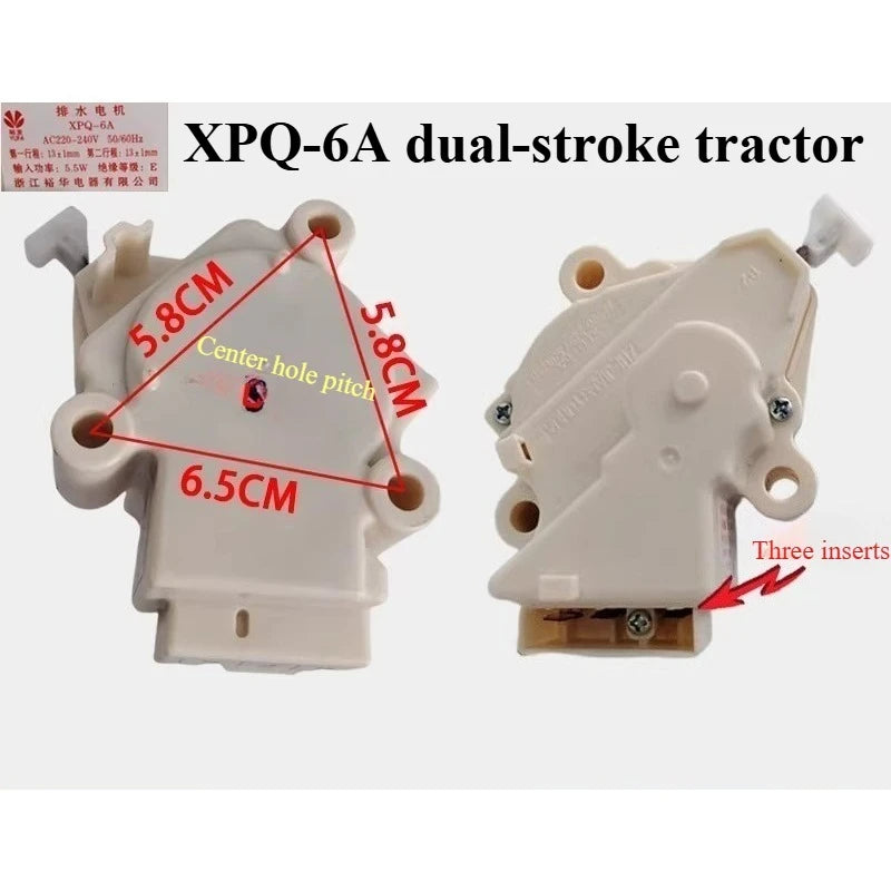 1pcs，Compatible with Weinig Haier LG Compatible with Samsung washing machine tractor dual-stroke drain valve motor XPQ-6A QC22-1, 17438100000110