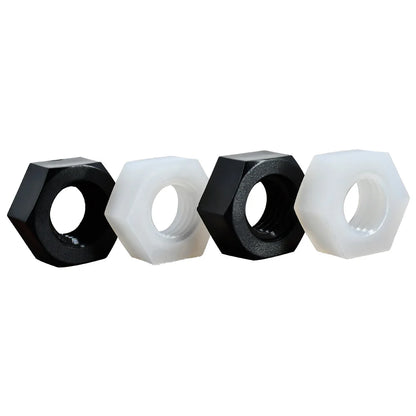 White or Black Nylon Hex Nut Hexagon Plastic Nuts Metric Thread Suit For Screws Bolts 10-50pcs M2-M20 for Elctricity Insulation