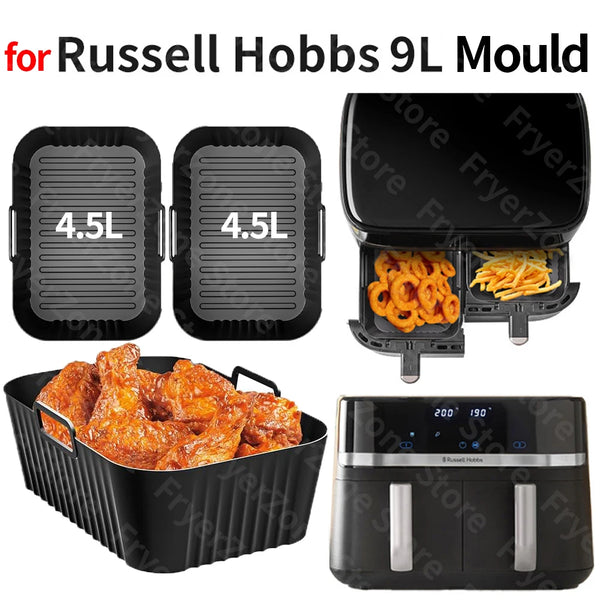 Silicone Mould for Russell Hobbs 27681-56 9L Airfryer - 2 Compartments (2x4.5L), Dual Zone, Reusable & Non-Stick